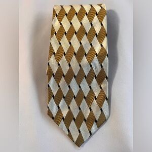 Bruno‎ Piattelli Silk Tie Gold & Silver Geometric Made In Italy